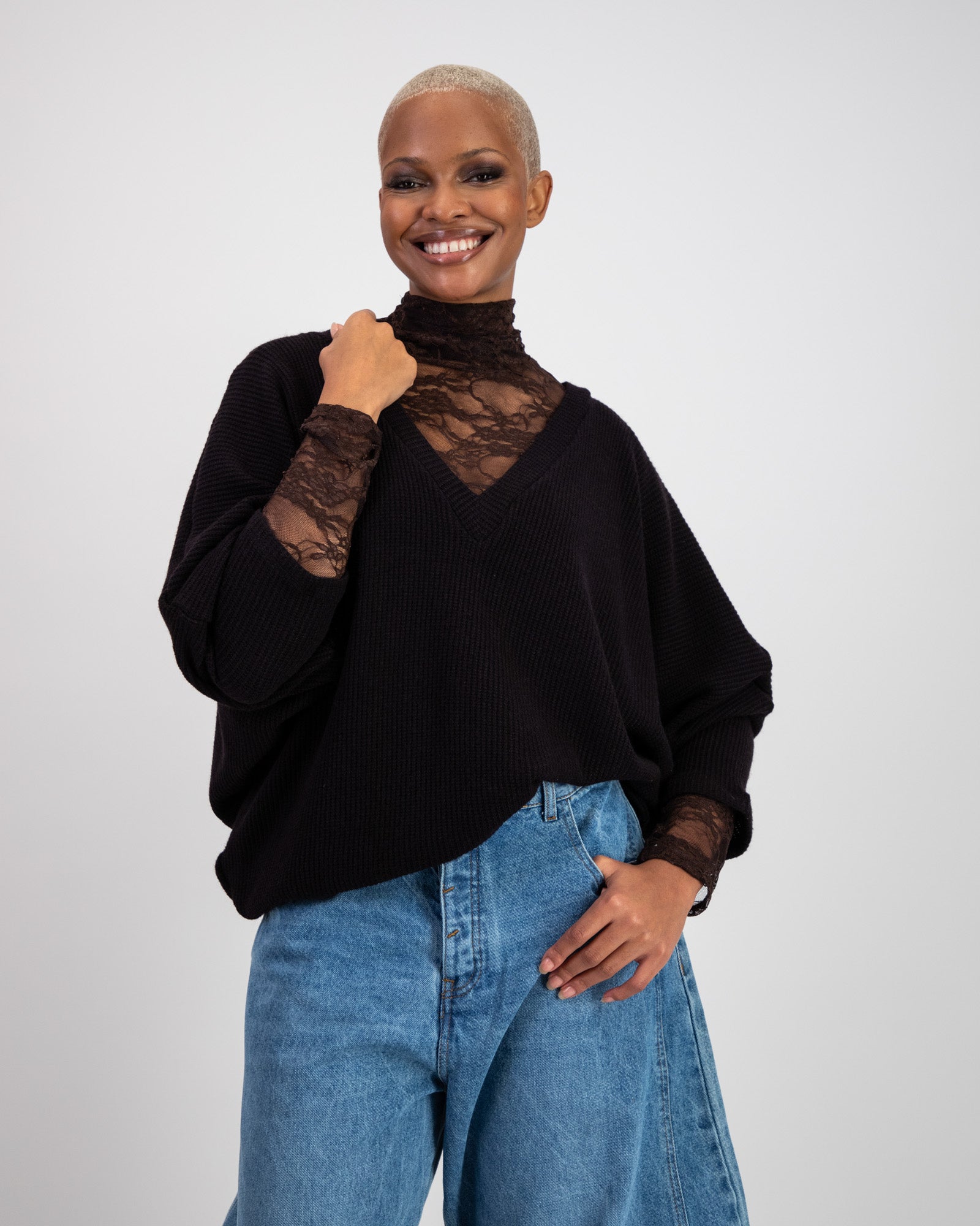Rib Ruby V Neck