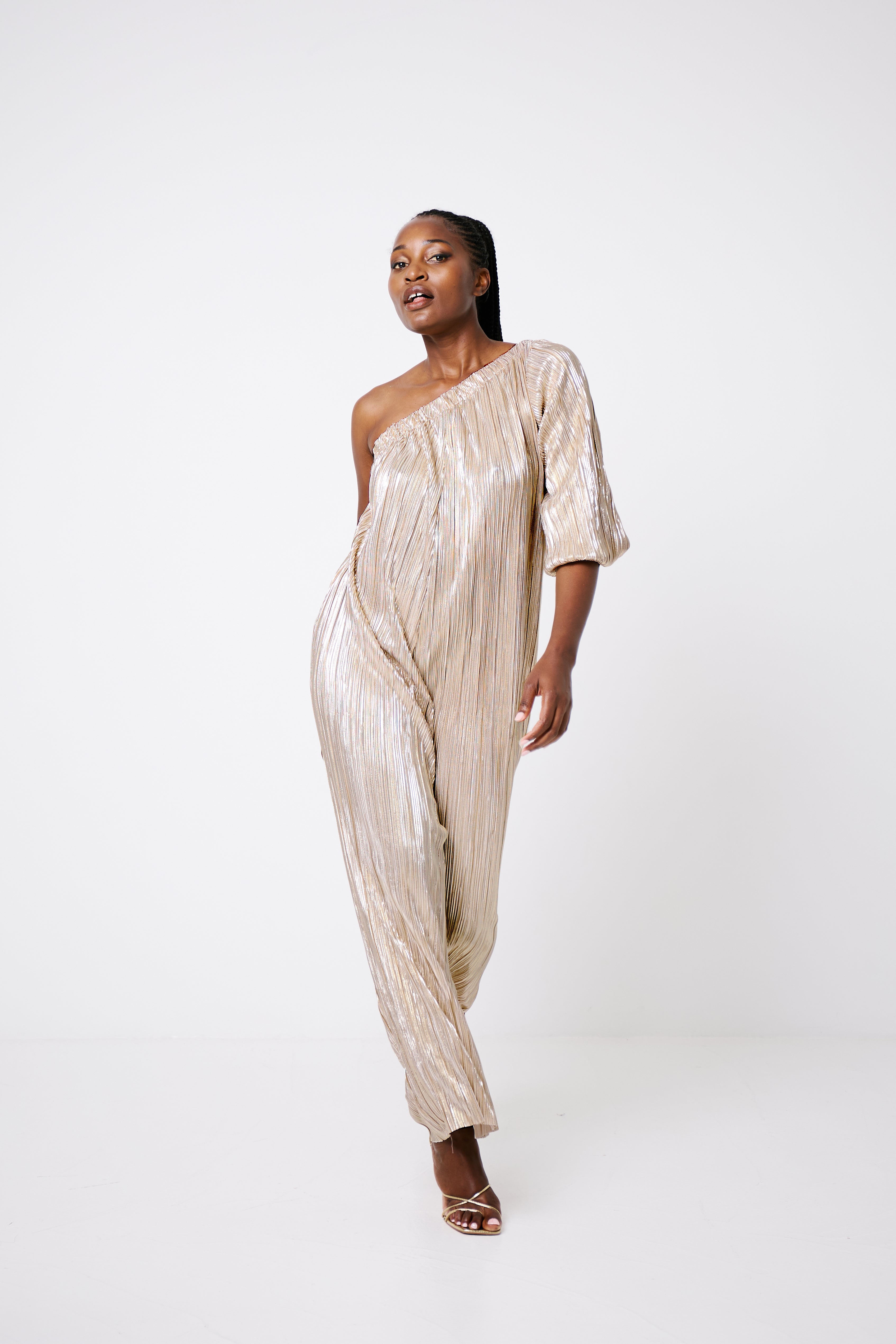Alexa Jumpsuit Gold Pleat