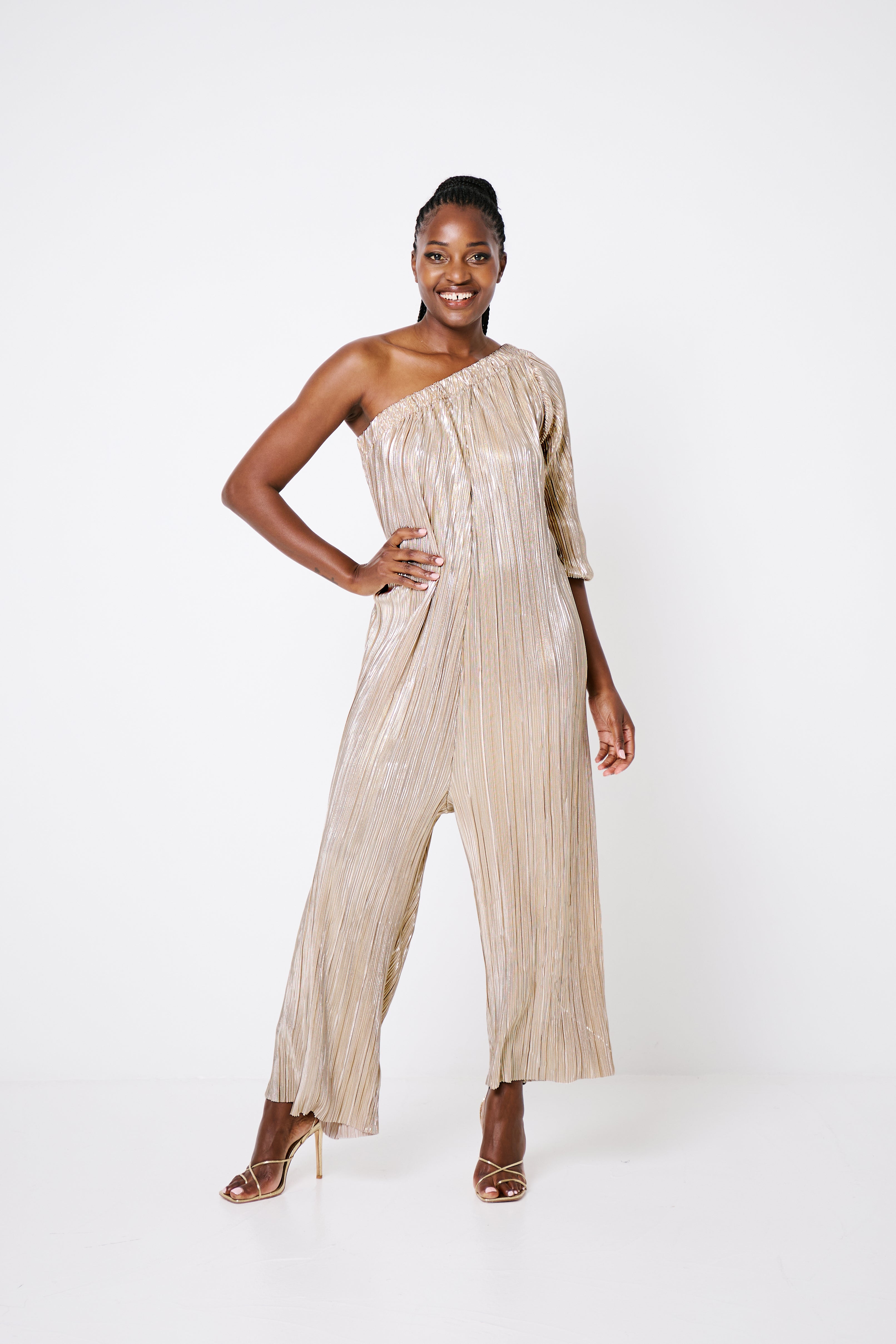 Alexa Jumpsuit Gold Pleat