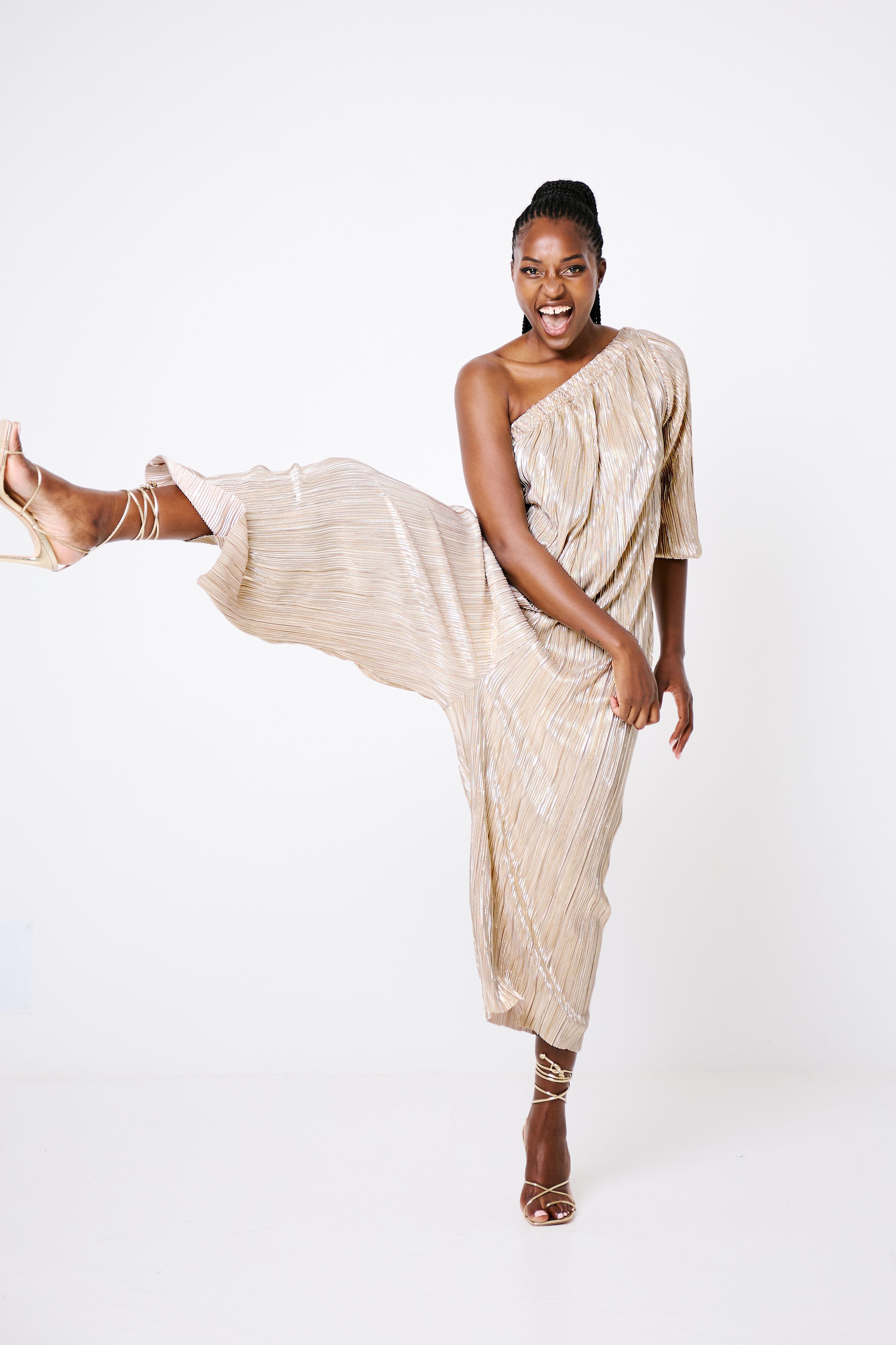 Alexa Jumpsuit Gold Pleat