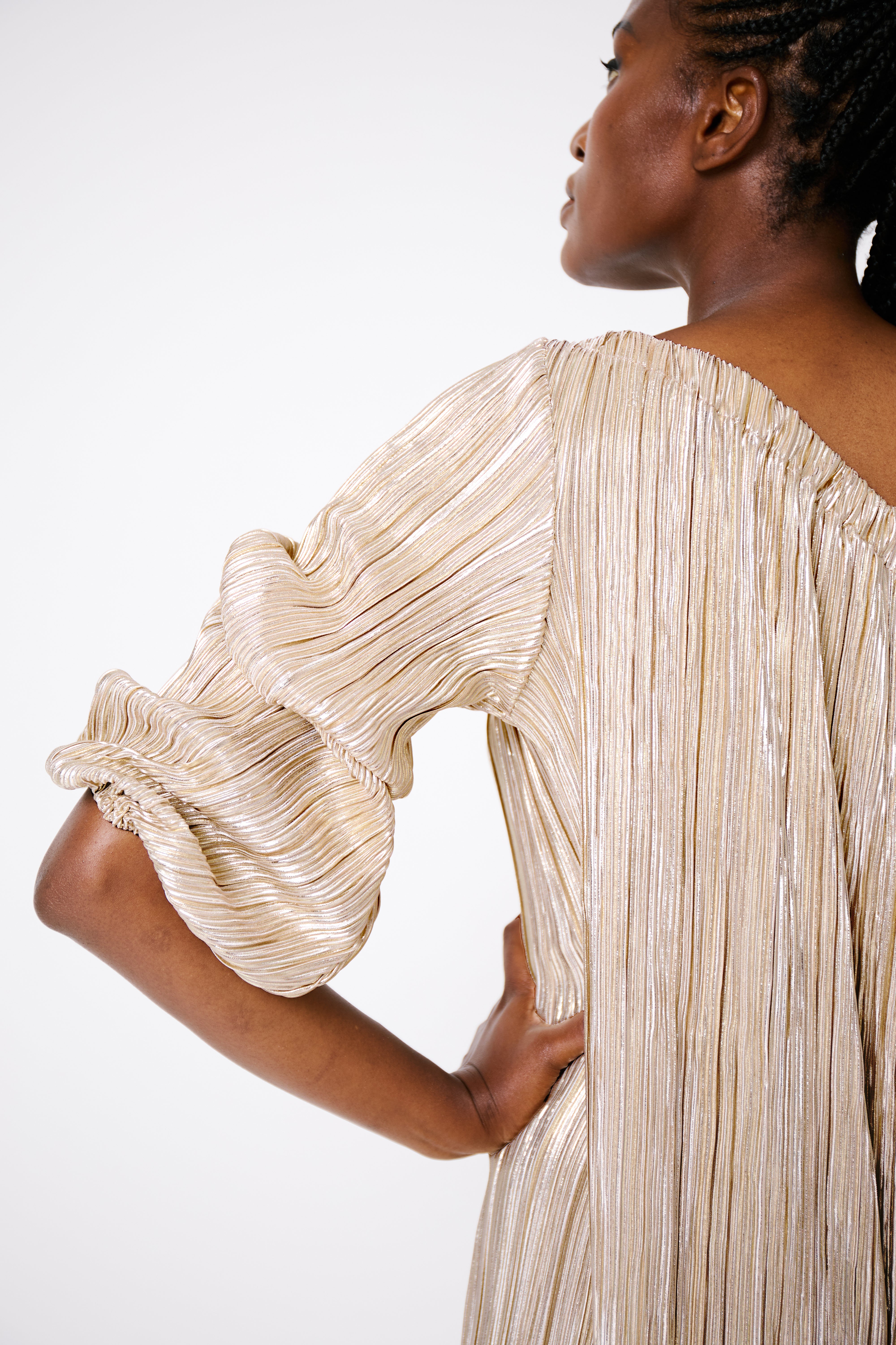Alexa Jumpsuit Gold Pleat