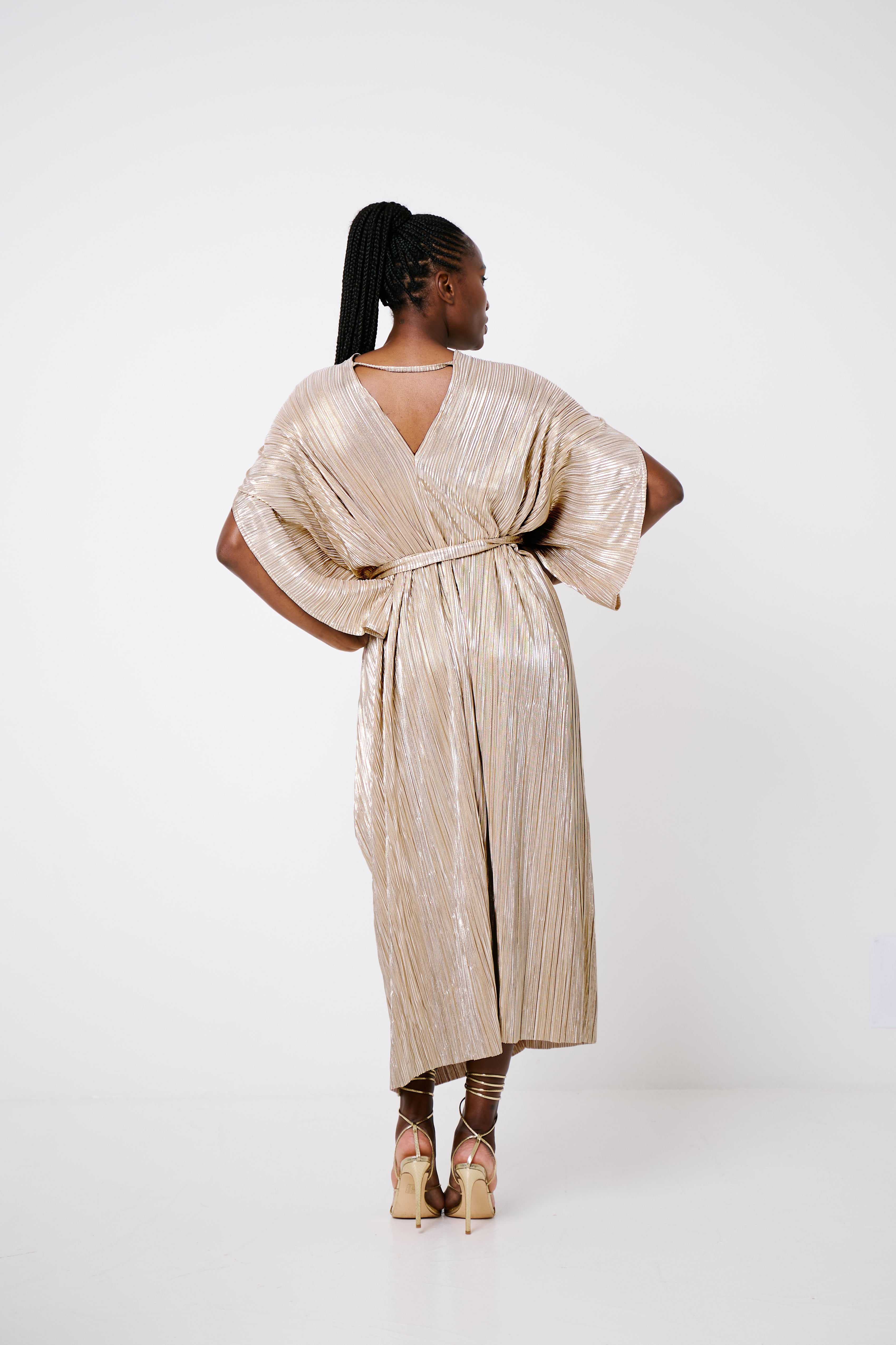 Karine Maxi Dress Gold Pleat