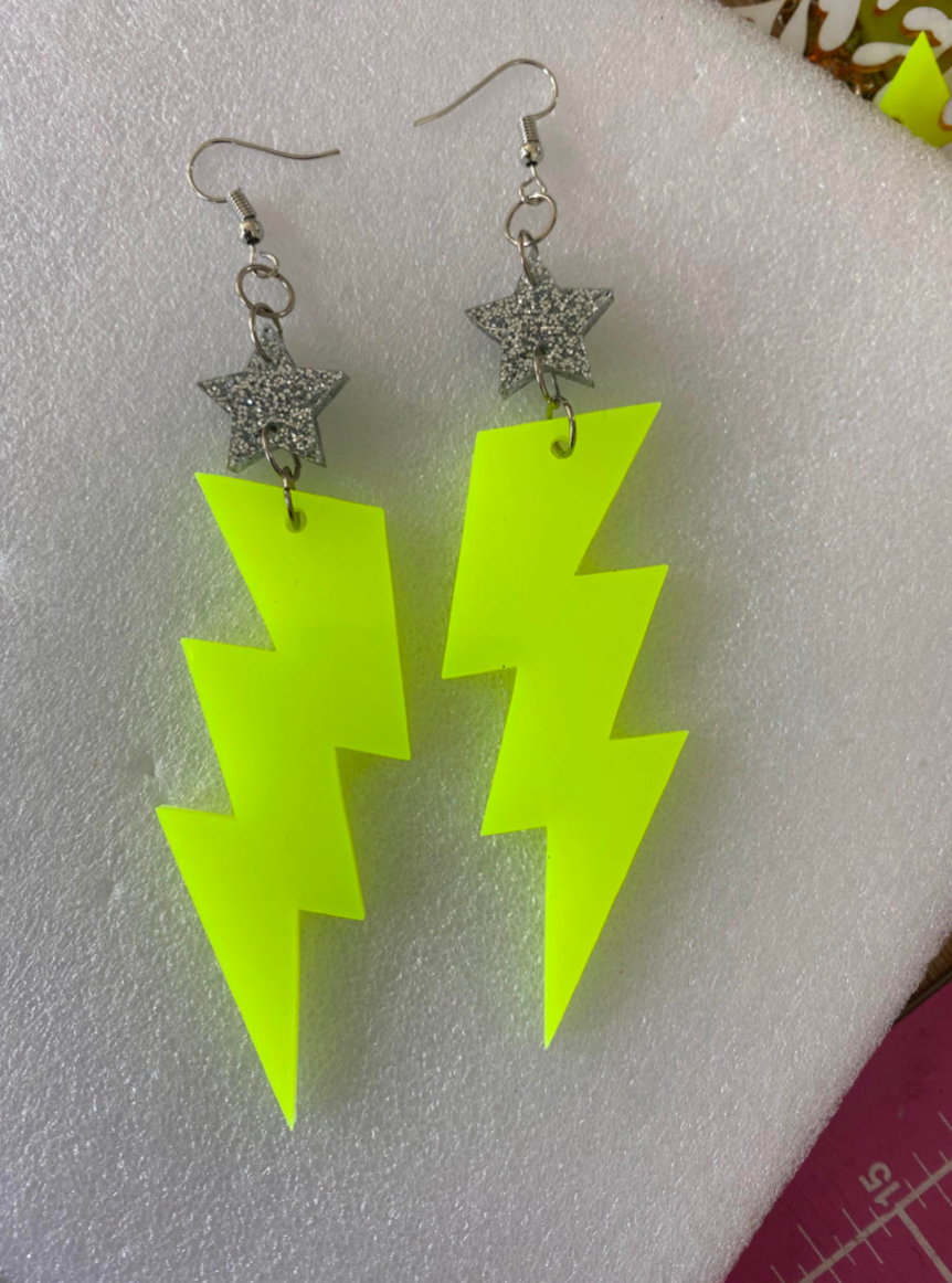 Earrings - Neon lightning