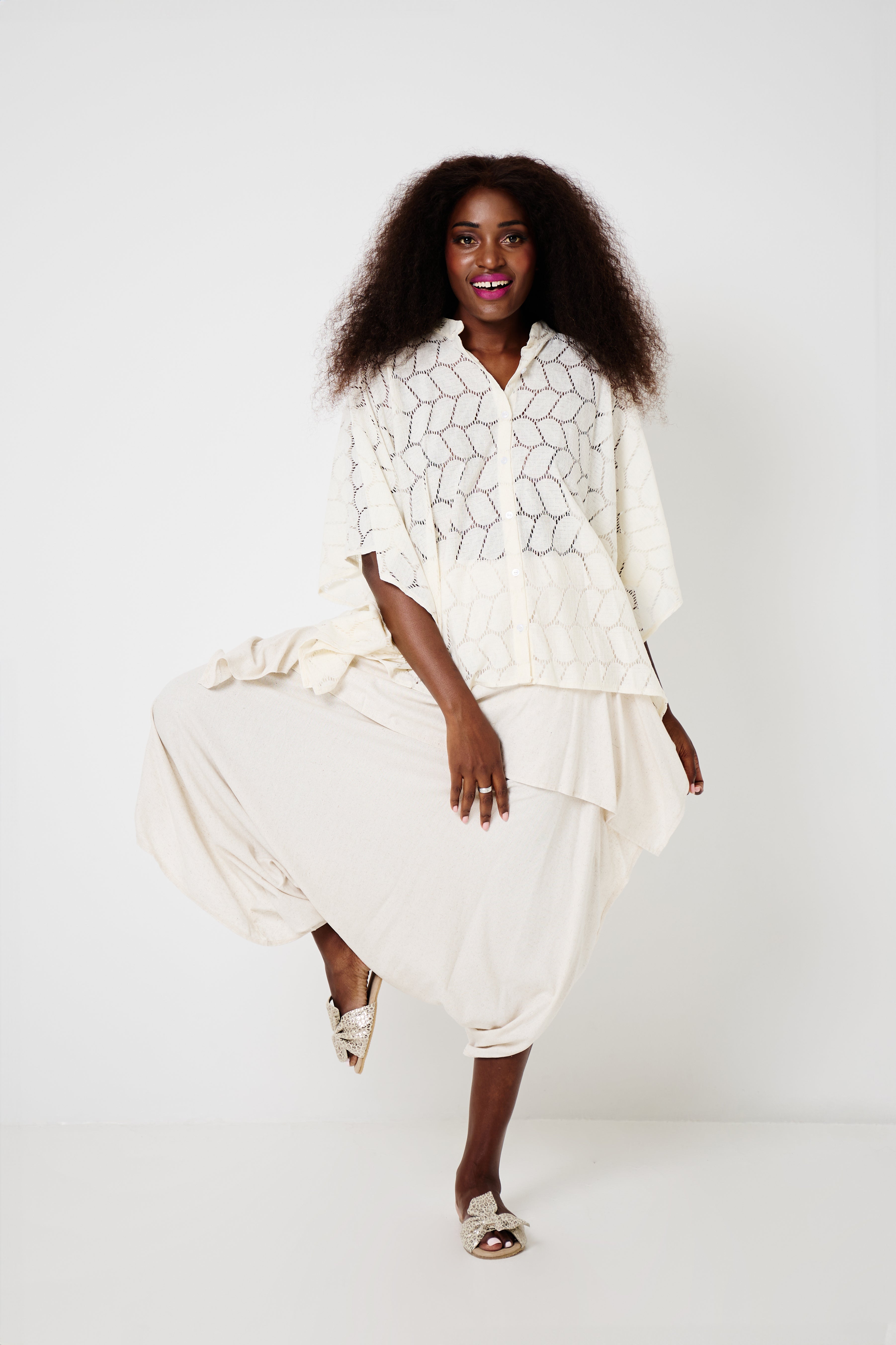 Abbie Shirt Ivory Crochet