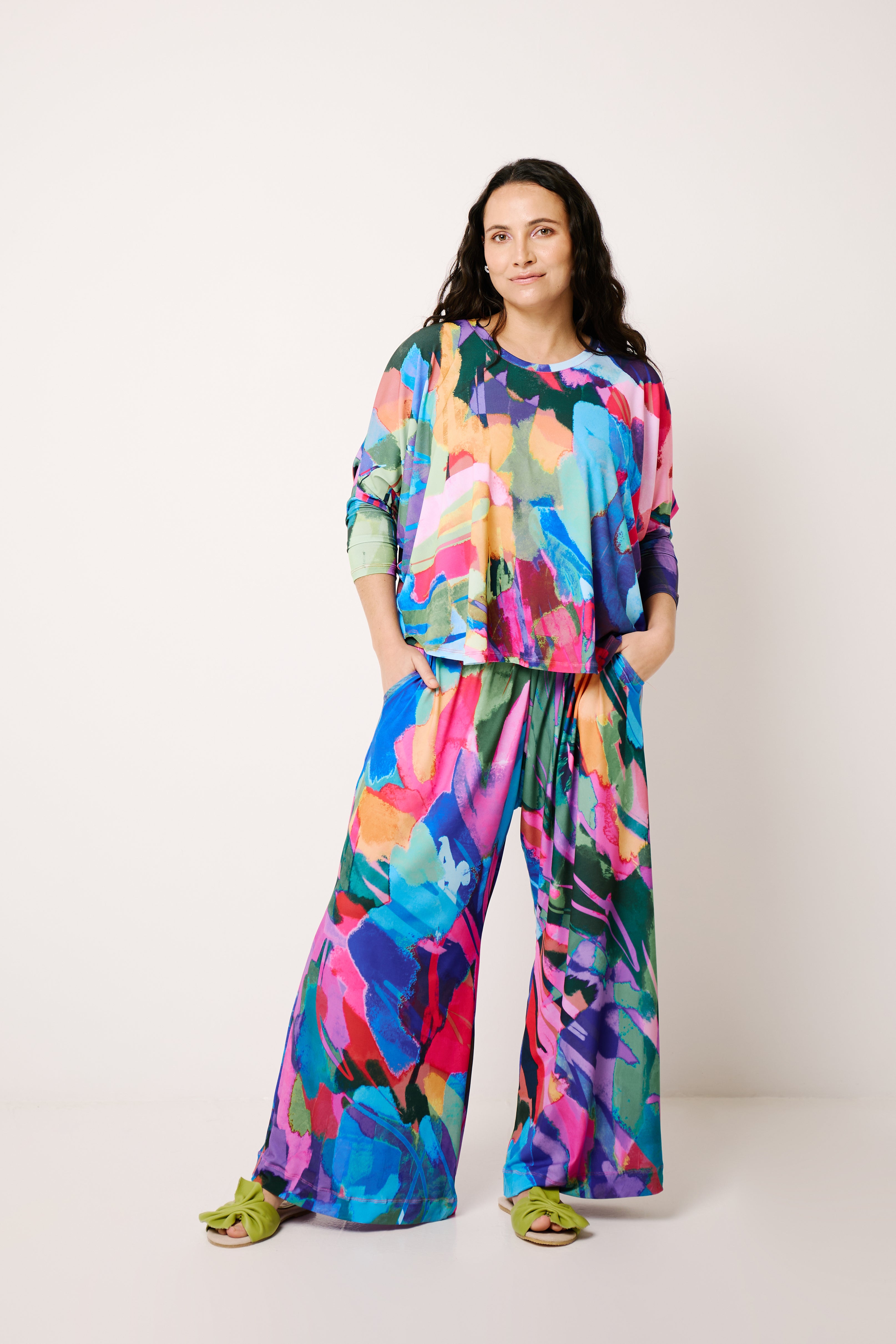 Hayley Wide Leg Painted Abstract