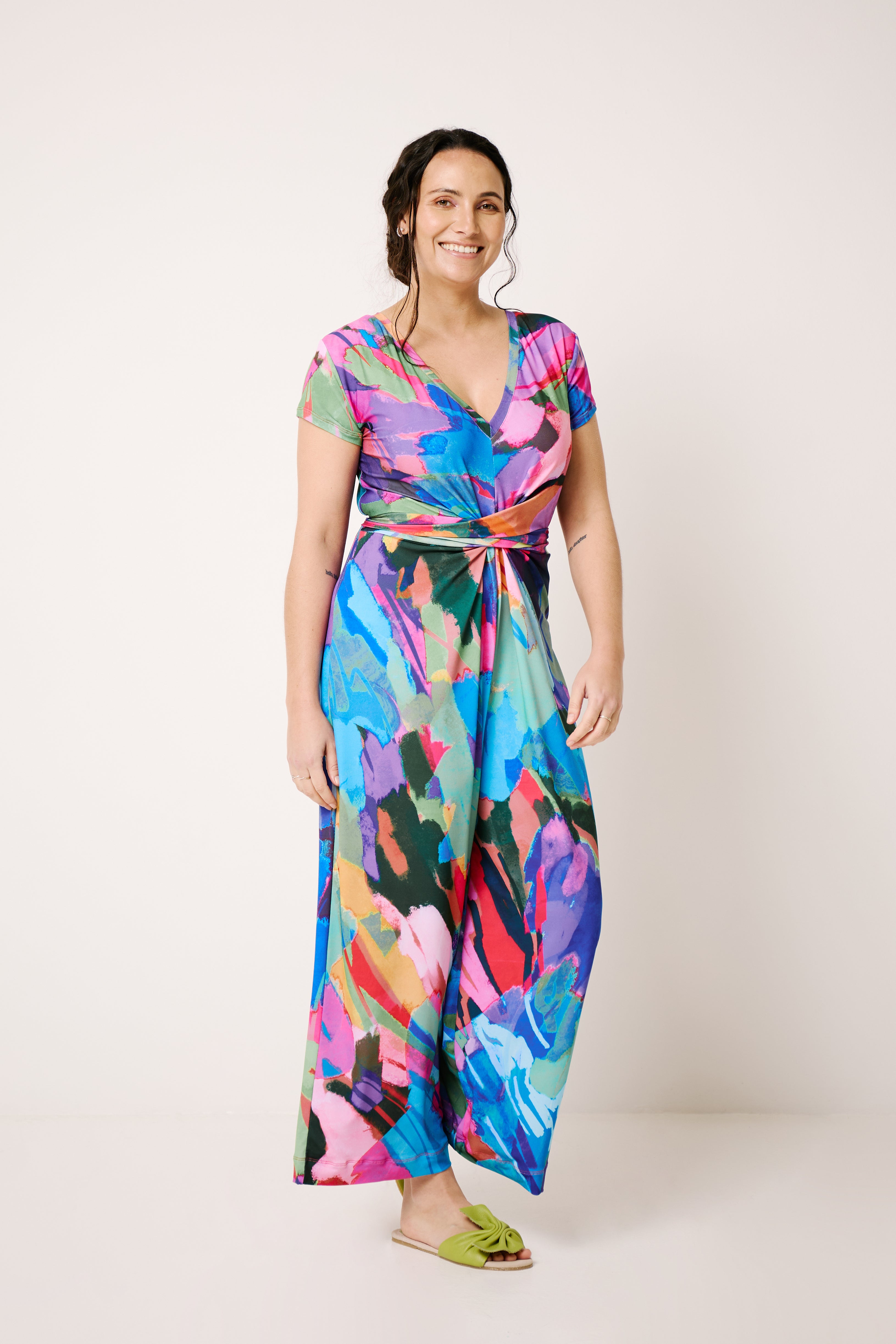 Hela Jumpsuit with sleeves Painted Abstract