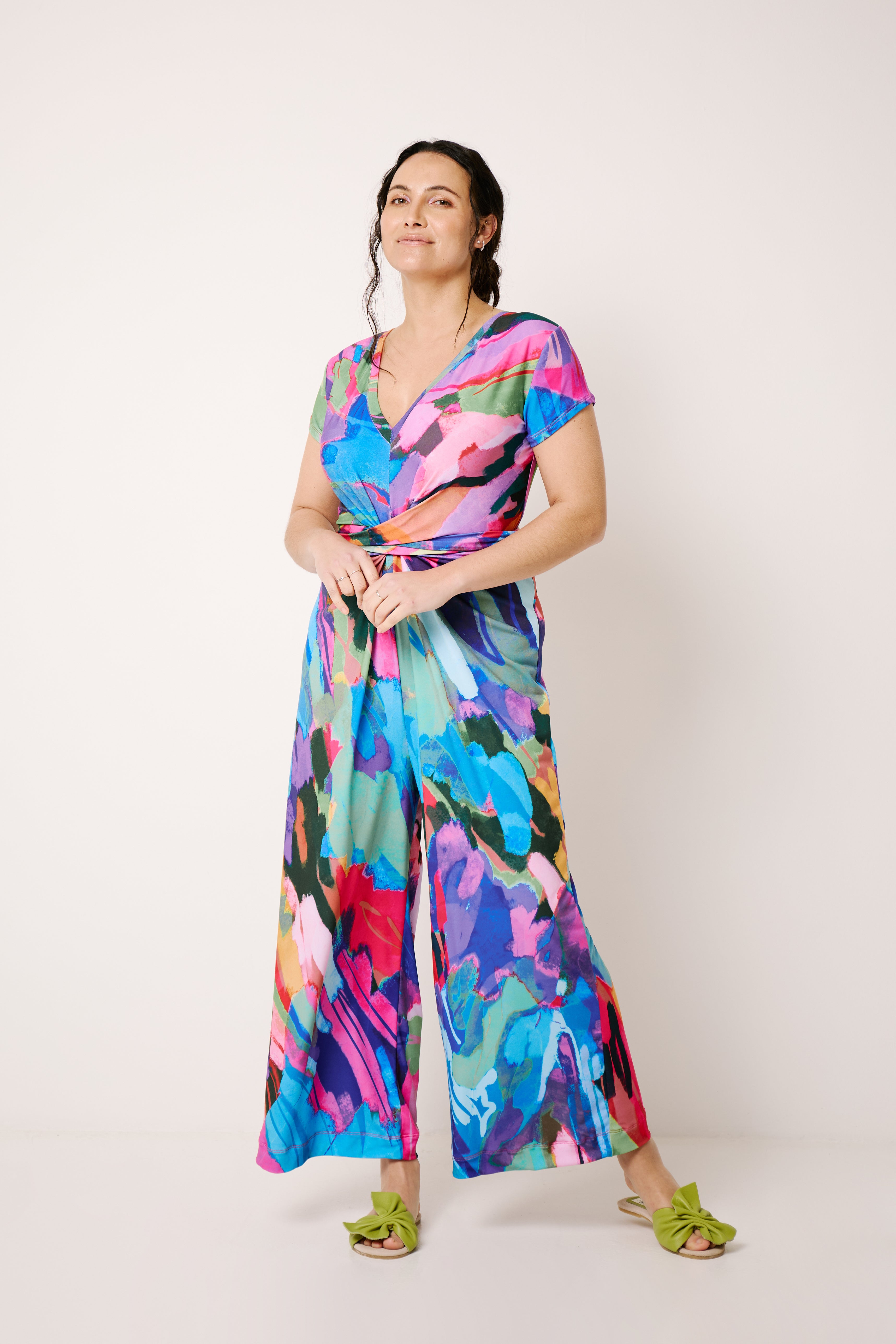 Hela Jumpsuit with sleeves Painted Abstract