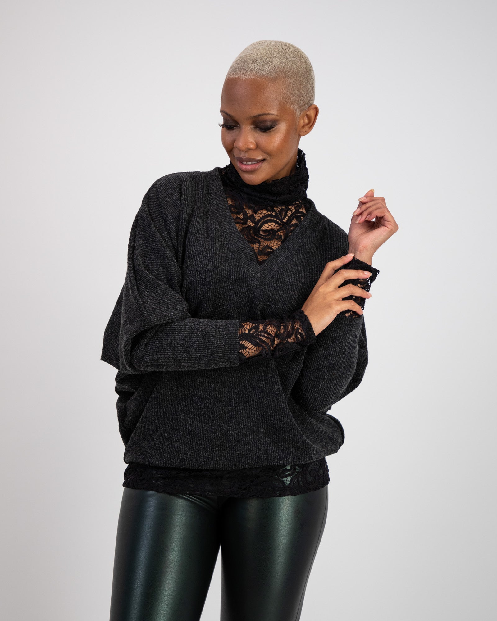 Rib Ruby V Neck