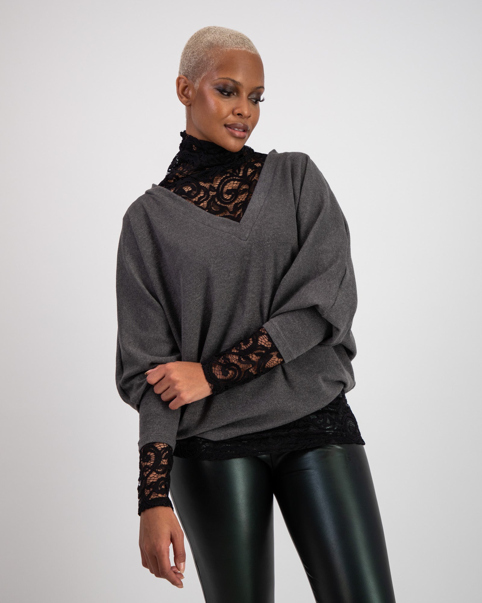 Rib Ruby V Neck