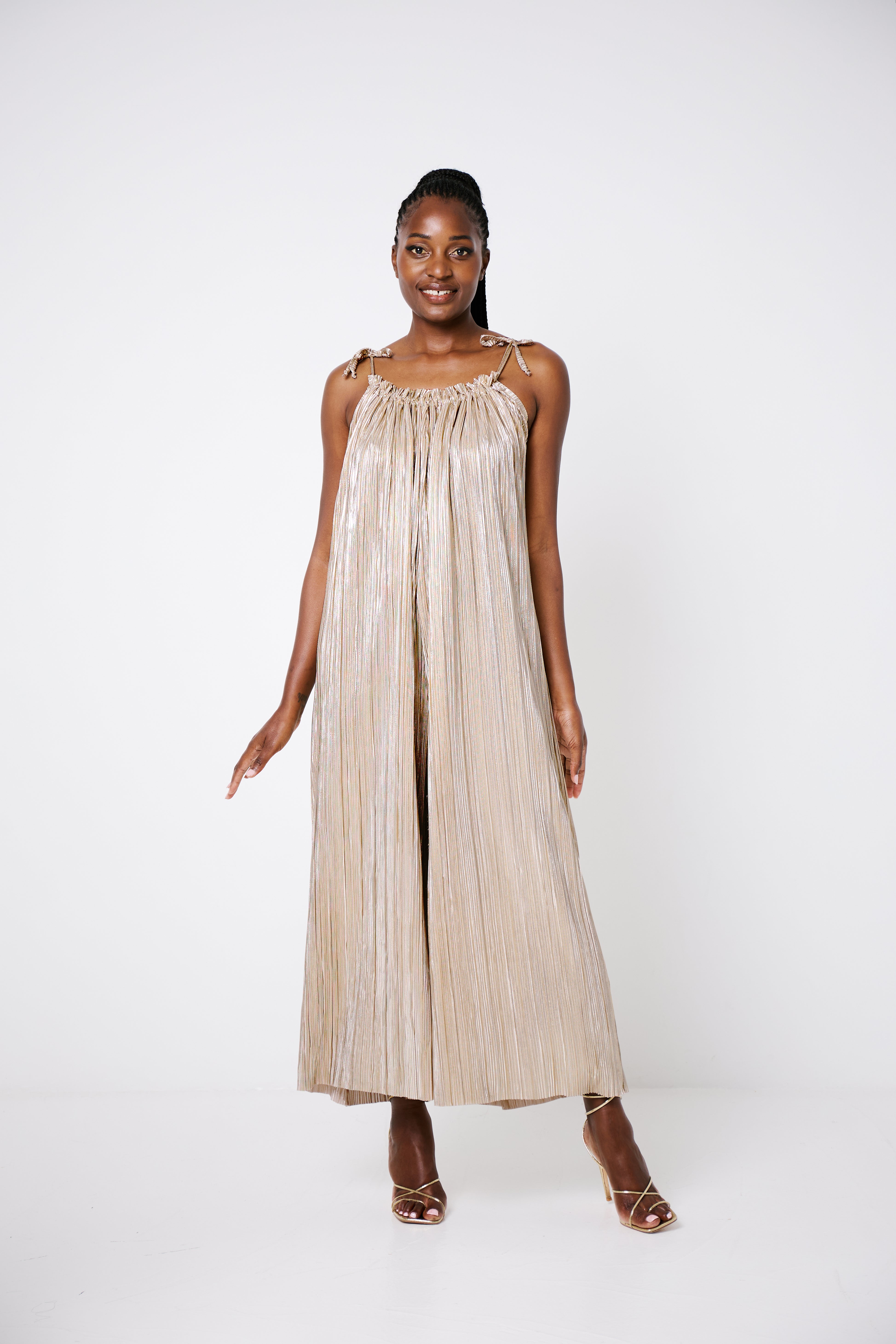 Molly Jumpsuit Gold Pleat