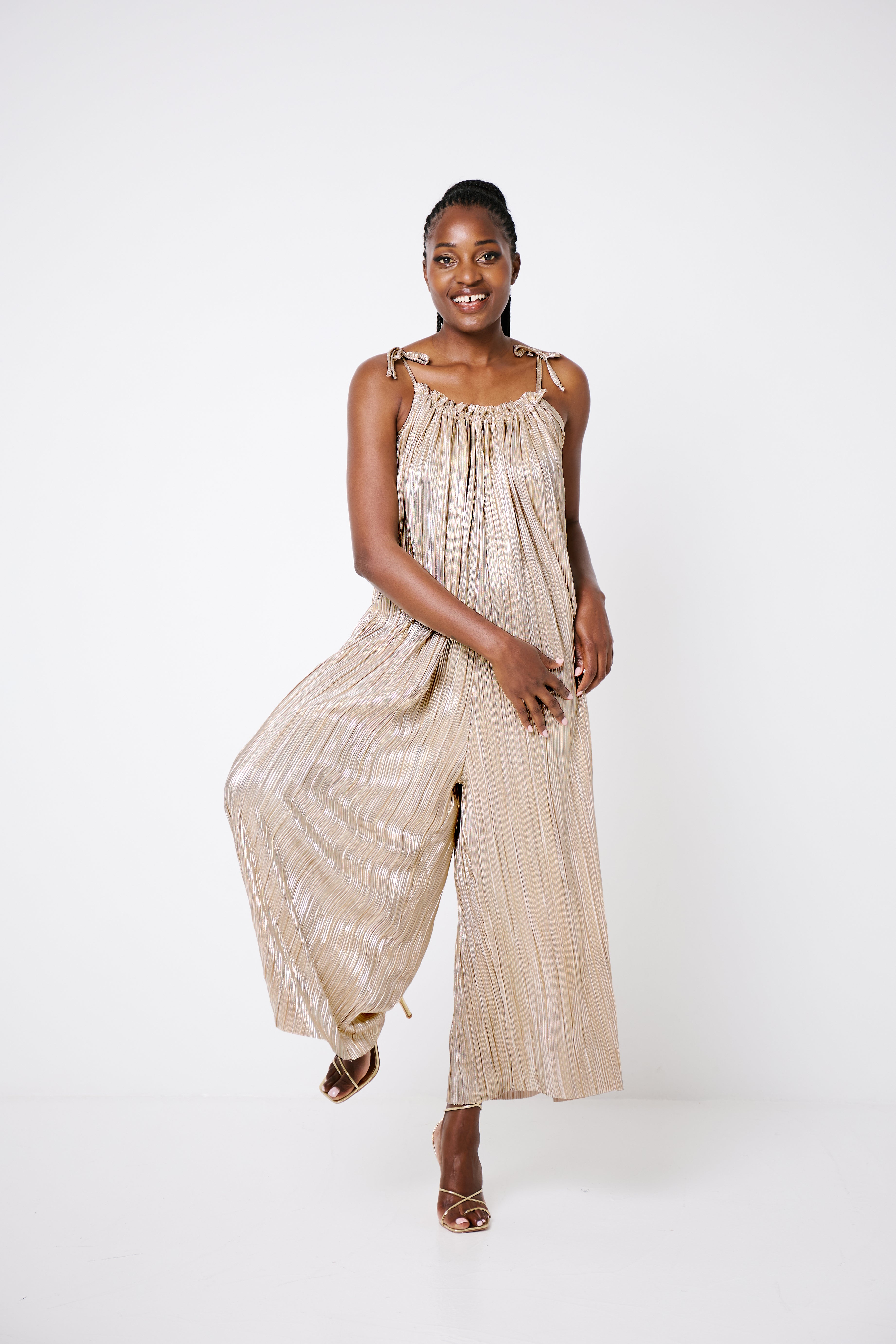 Molly Jumpsuit Gold Pleat