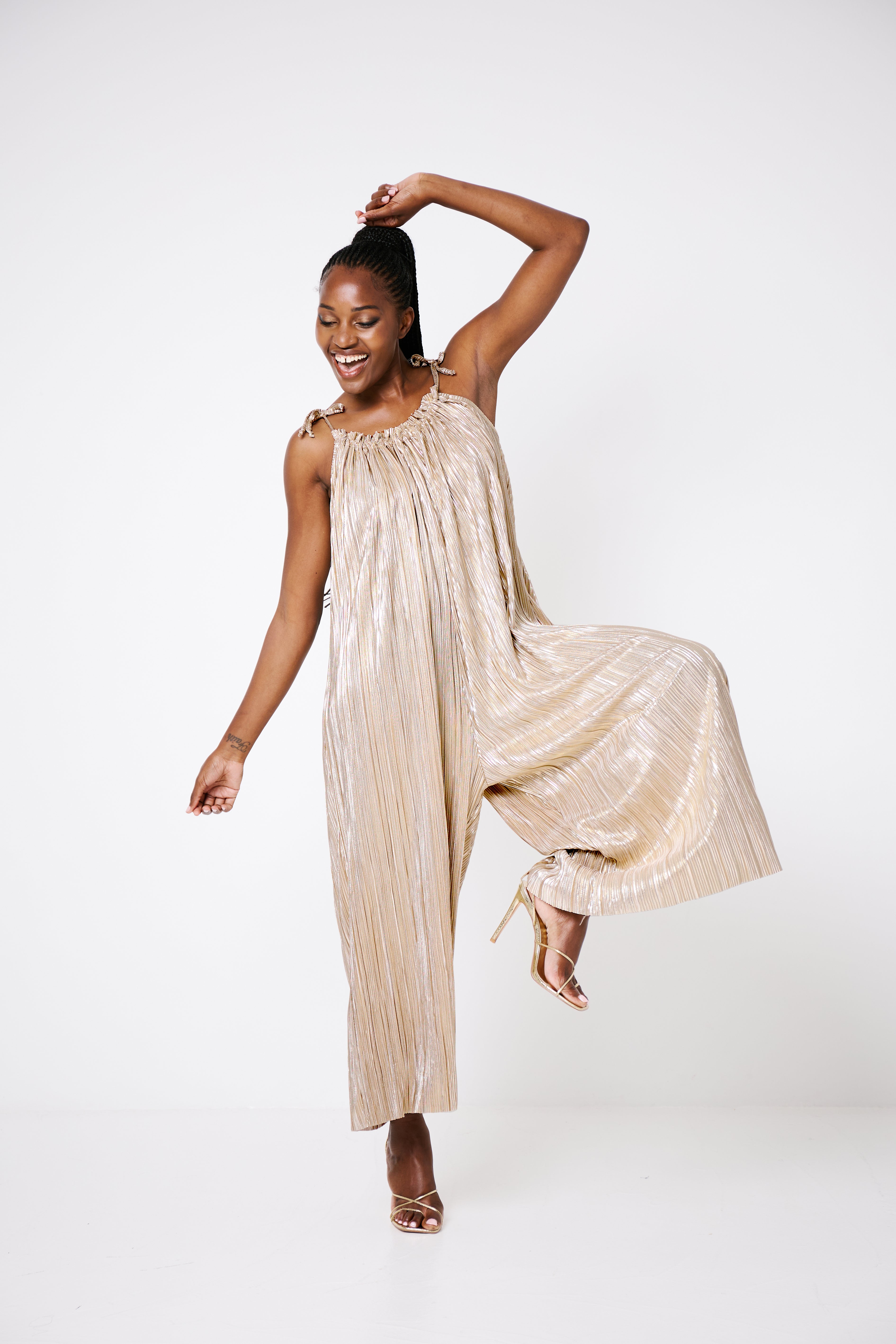 Molly Jumpsuit Gold Pleat