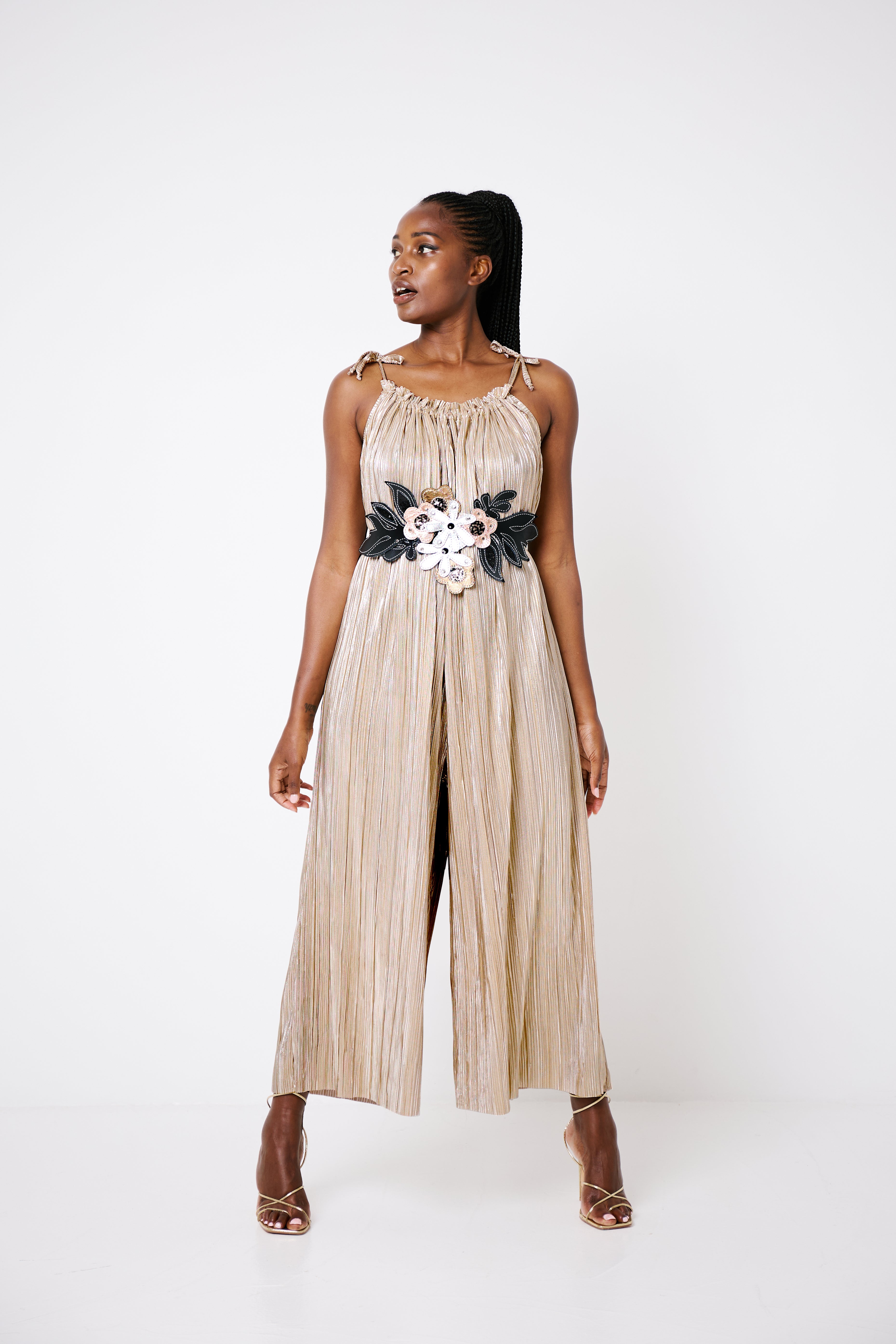 Molly Jumpsuit Gold Pleat