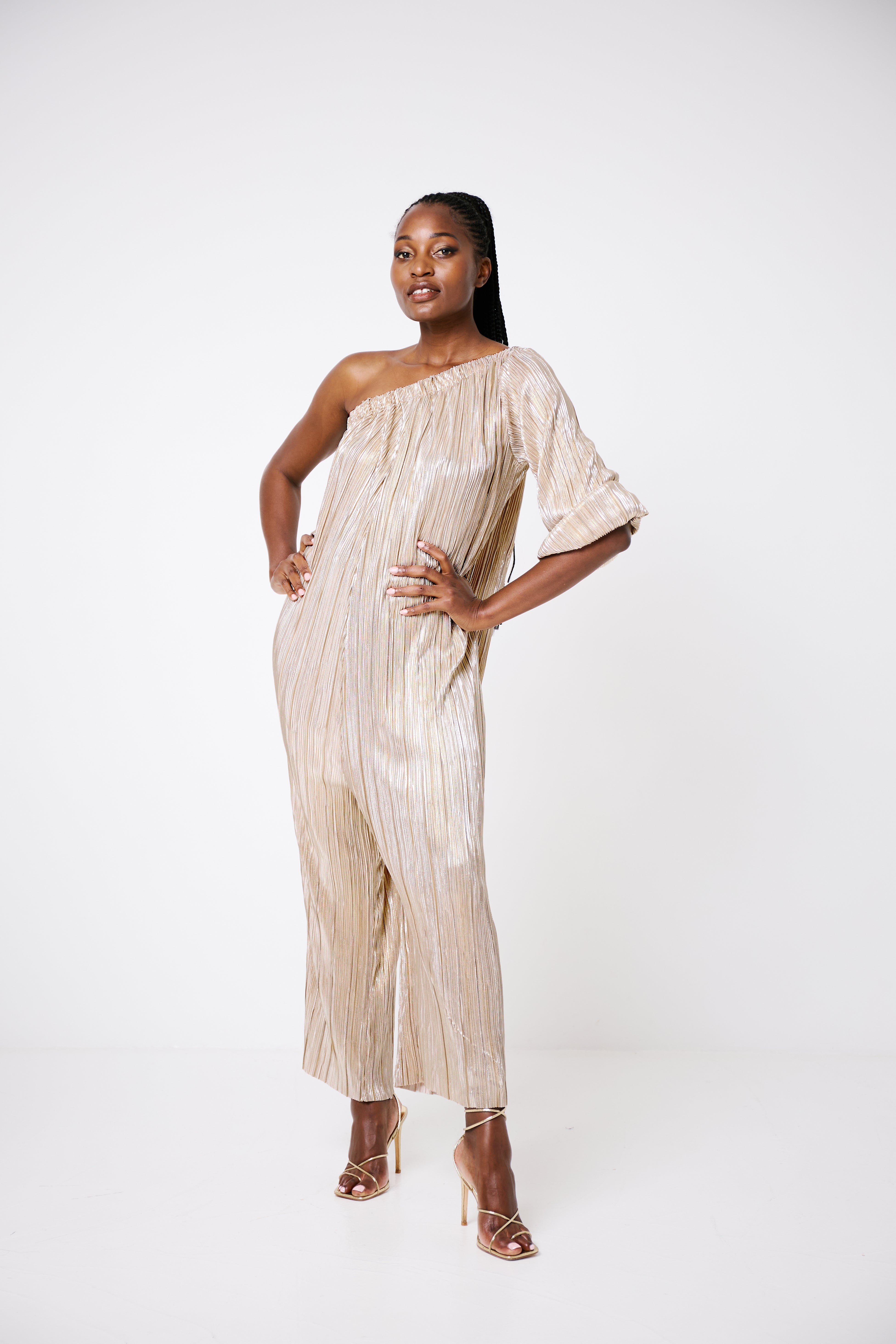 Alexa Jumpsuit Gold Pleat